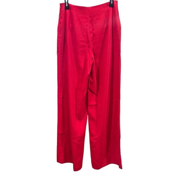 Sophie et Voila Tailored Crepe Wide-Leg Pants in Red NWT Size 42/10 - Picture 3 of 6